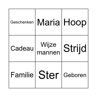 Kerstbingo Card