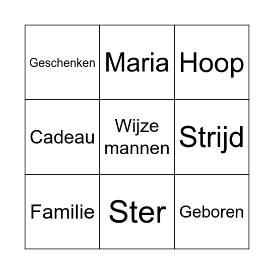 Kerstbingo Card