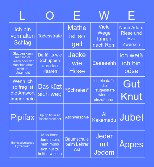 Frau Löwe Bingo Card