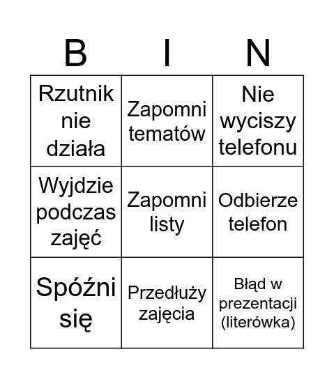 Historia Foto Bingo Card