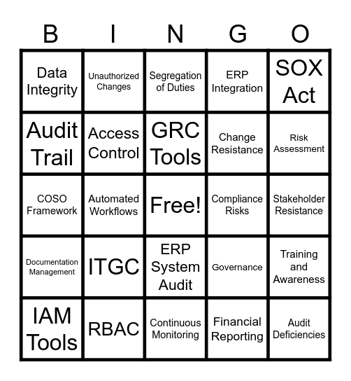 SOX Bingo Card