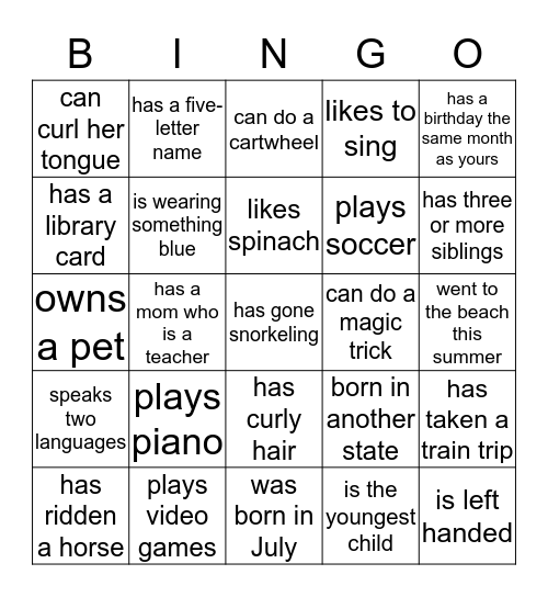 Find Someone Who... Bingo Card