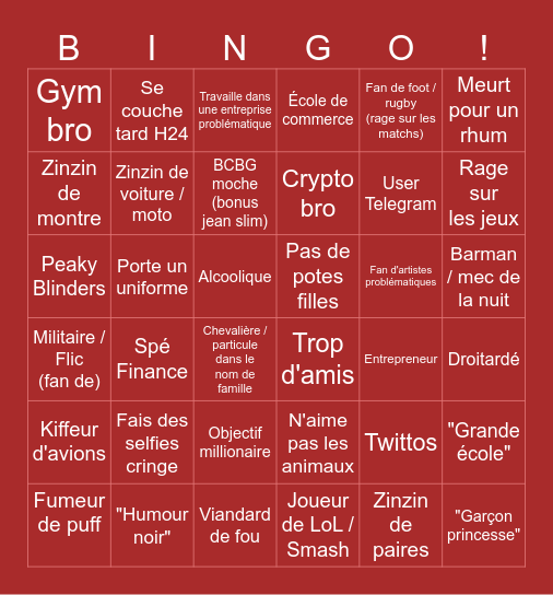 Red Flags Bingo Card