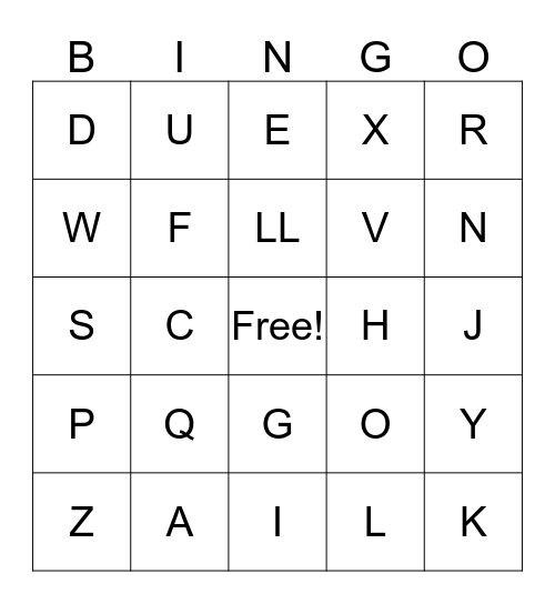 SPANISH ALPHABET Bingo Card