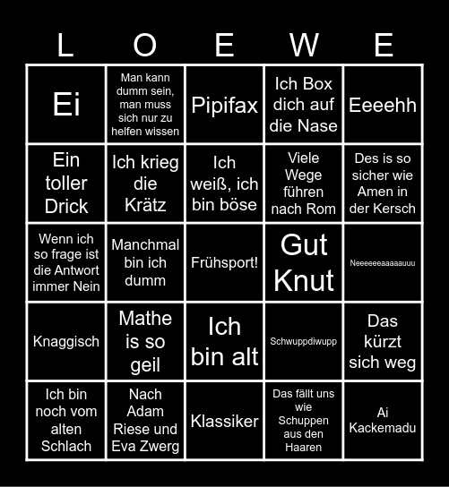 FRAU LÖWE BINGO Card