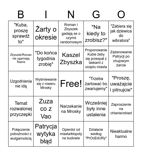 Rada budowy Forst Bingo Card