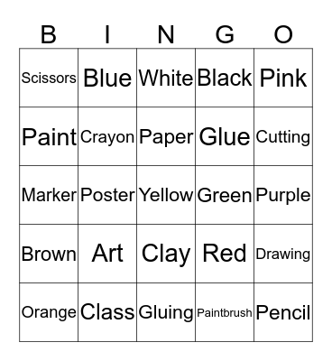 Art Class Bingo Card