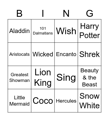 Film Songs Bingo Card