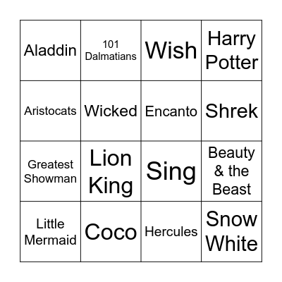 Film Songs Bingo Card