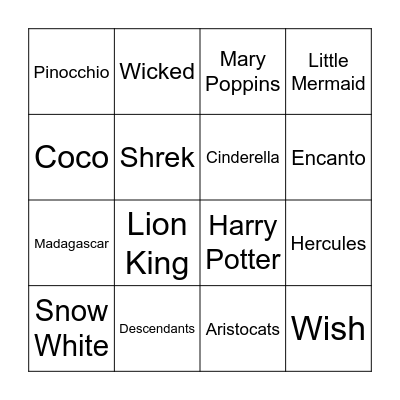 Film Songs Bingo Card