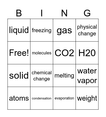 MATTER Bingo Card