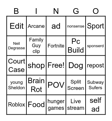 Tick Tock Bingo Card