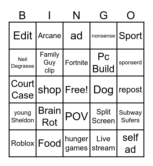 Tick Tock Bingo Card