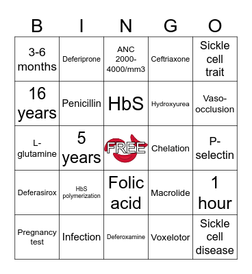 Sickle Cell Bingo Card