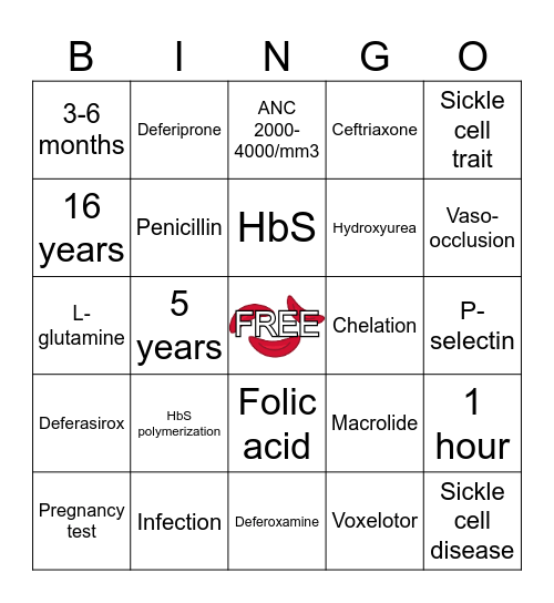 Sickle Cell Bingo Card