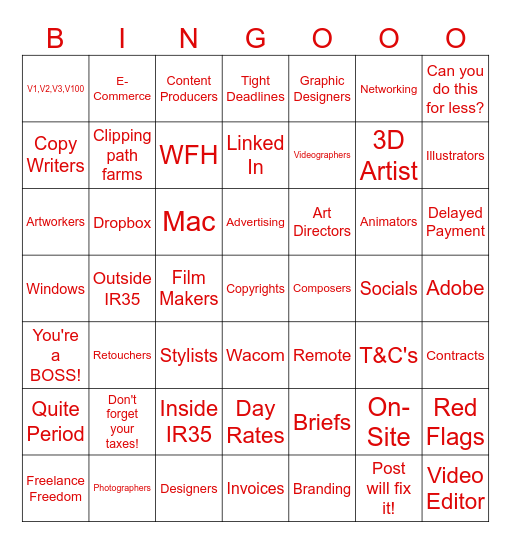 Creative bingo Card