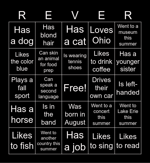 Find Someone Who... Bingo Card