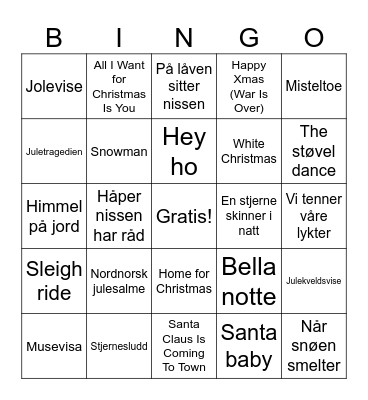 Christmas Bingo Card