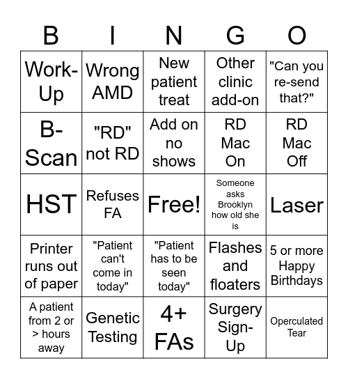 Brooklyn's Birthday Bingo Card