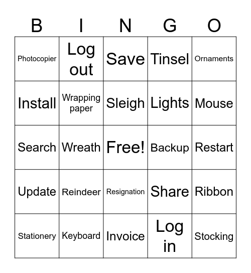 Grup Tax Christmas Bingo Card