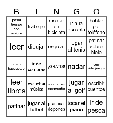 ¿Qué te gusta hacer? Bingo Card