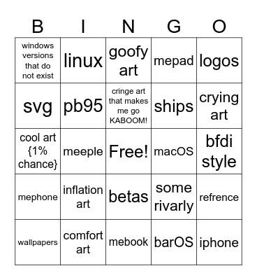 Anything Bingo Card