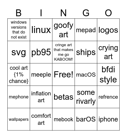 Anything Bingo Card