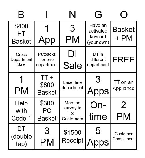 Best Buy Bingo Card