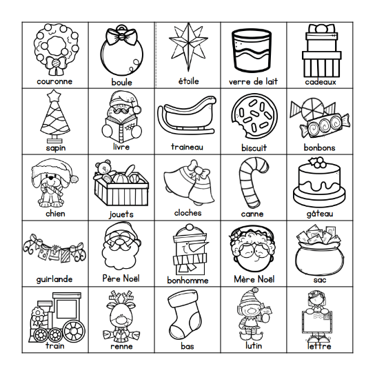 Bingo de Noël Bingo Card