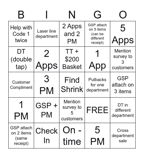 Best Buy Bingo Card