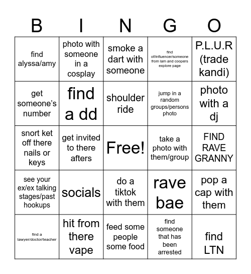 side questing Bingo Card