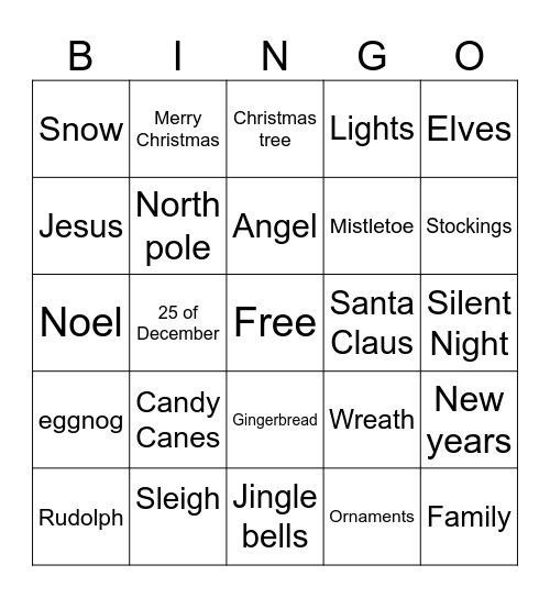 Christmas Bingo Card