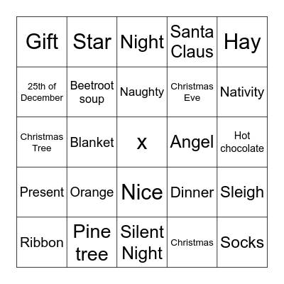 Christmas Bingo Card