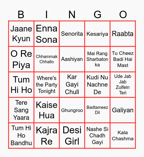 Twilio Bollywood BINGO Card