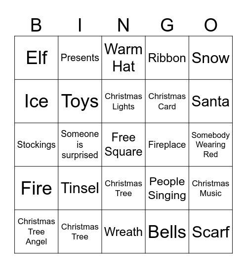 Christmas Movie Bingo Card