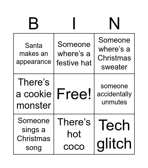 Psychology Christmas Bingo Card