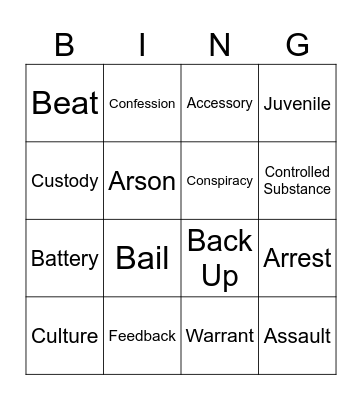 Law Enforcement Bingo Card