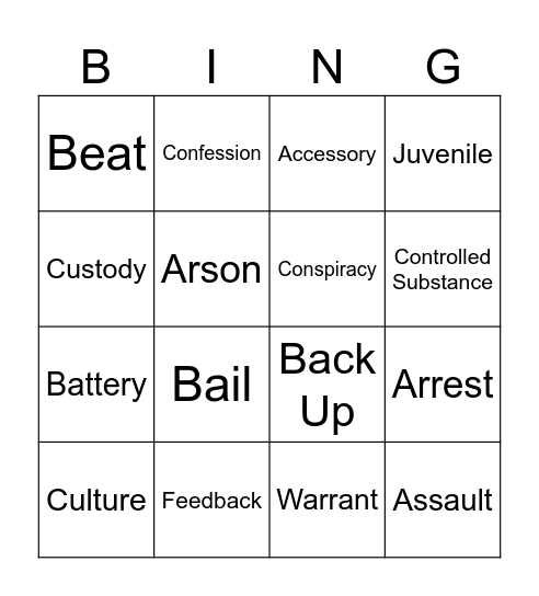 Law Enforcement Bingo Card