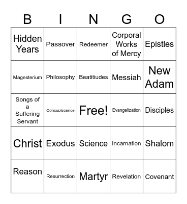 Final Exam Bingo Card