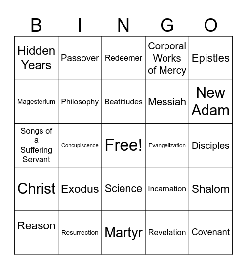 Final Exam Bingo Card