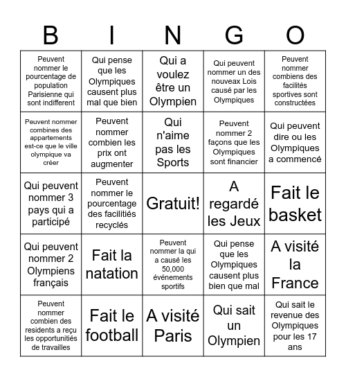 Quelqu'un qui... Bingo Card