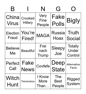 Trump Bingo Card