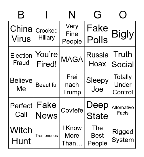 Trump Bingo Card