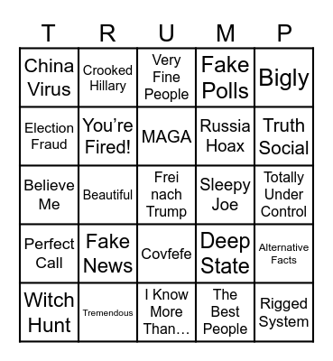 Trump Bingo Card