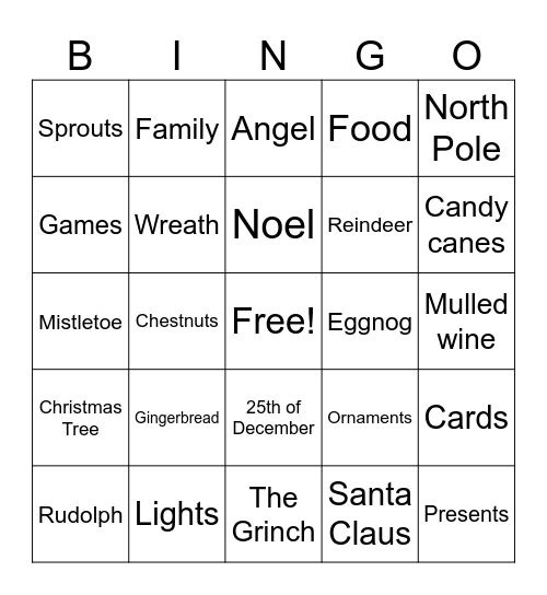 Christmas Bingo Card