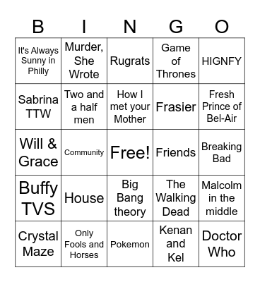 TV Themes Bingo Card