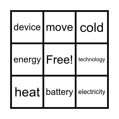 Buzzing with Energy Vocabulary BINGO Card