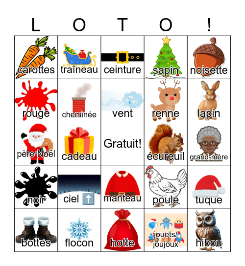 Le Noël Bingo Card