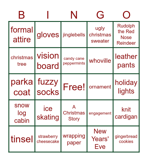 Ho-Ho-Holidays Bingo Card