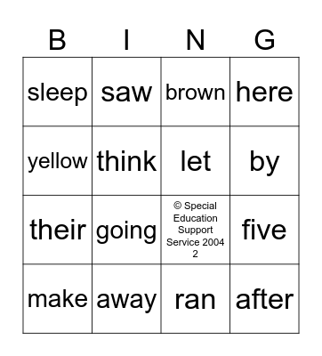 List 6 Bingo Card